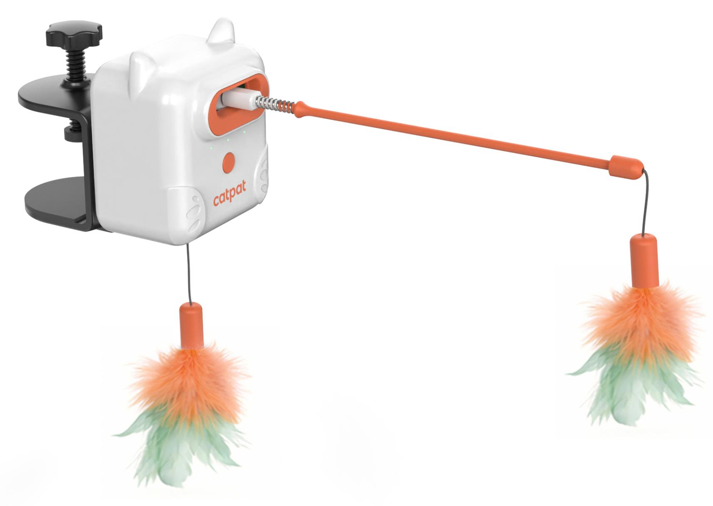 Interactive Cat Toys for Indoor Cats, Automatic Dual Feather Cat Toy with 3 Play Modes, Clip-On Cat Teaser with Retractable Catnip Bell Feather and Swinging Wand, Battery Powered Self Play Toy for Tables, Chairs and Cat Trees