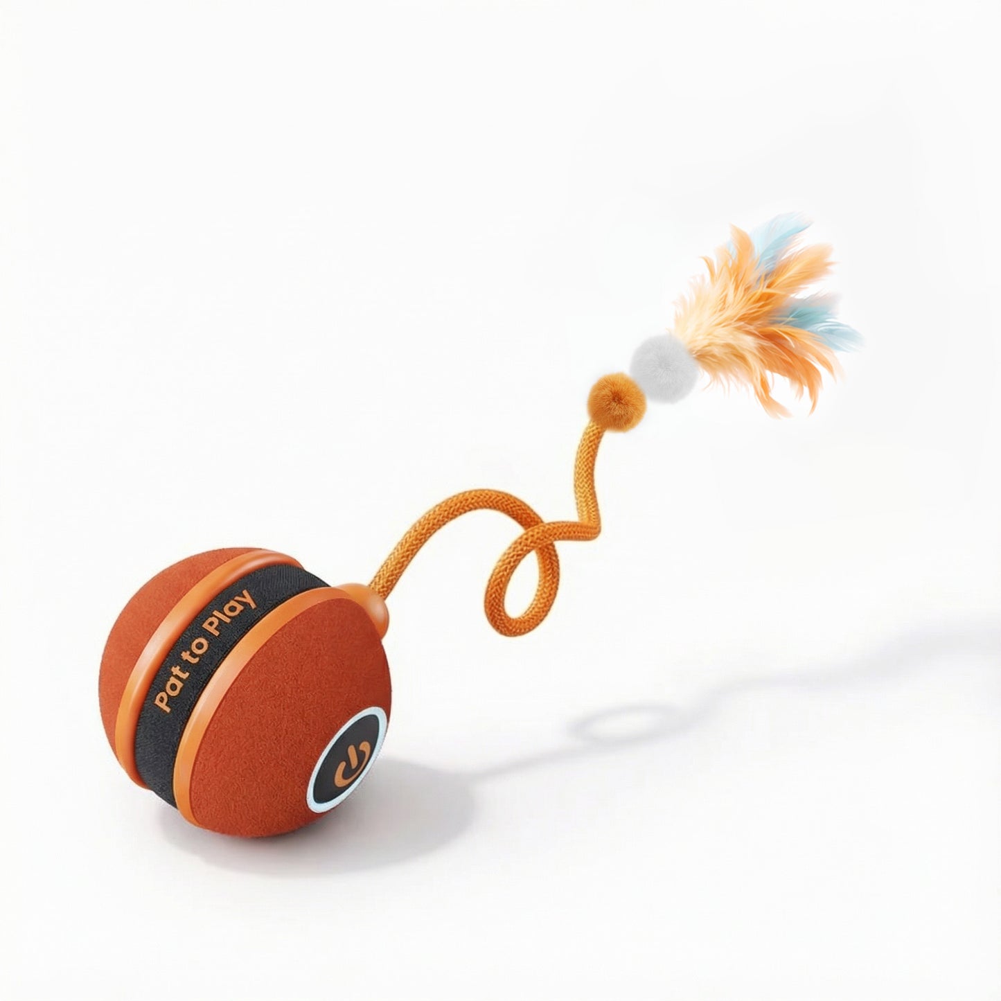 Interactive Cat Toys for Indoor Cats, Automatic Moving Cat Ball with Plush Feather Tail, USB Rechargeable Cat Ball Toy with 2 Speeds and Multiple Play Modes for Bored Kittens and Adult Cats