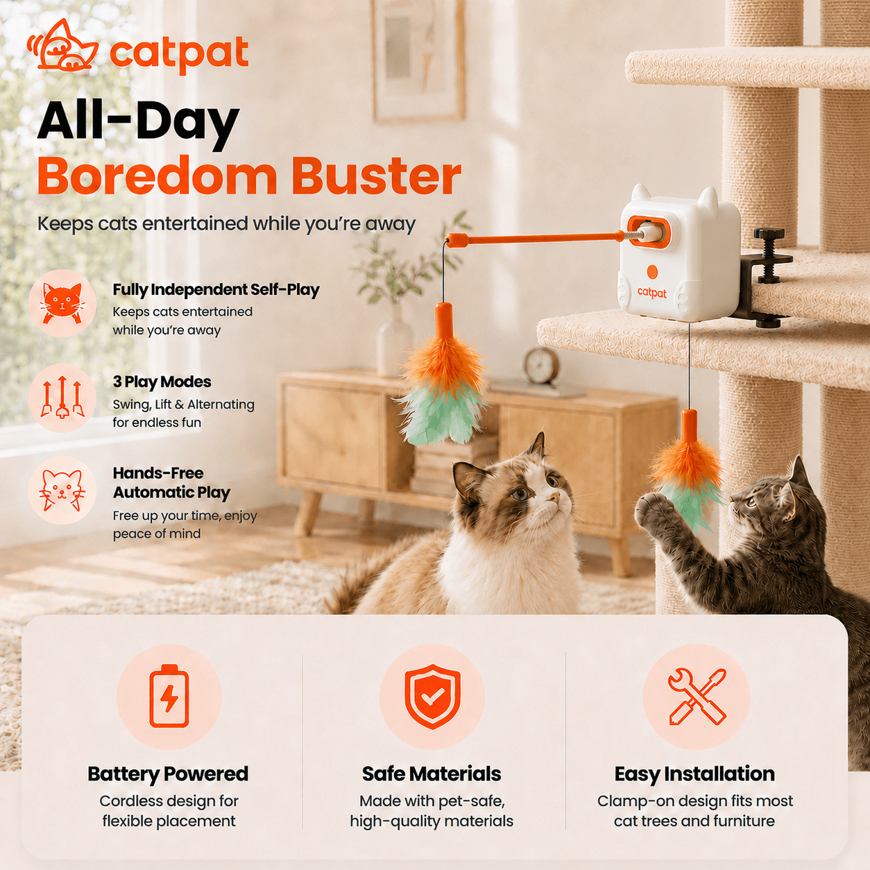 CatPat Automatic Dual Feather Cat Toy - Catpat