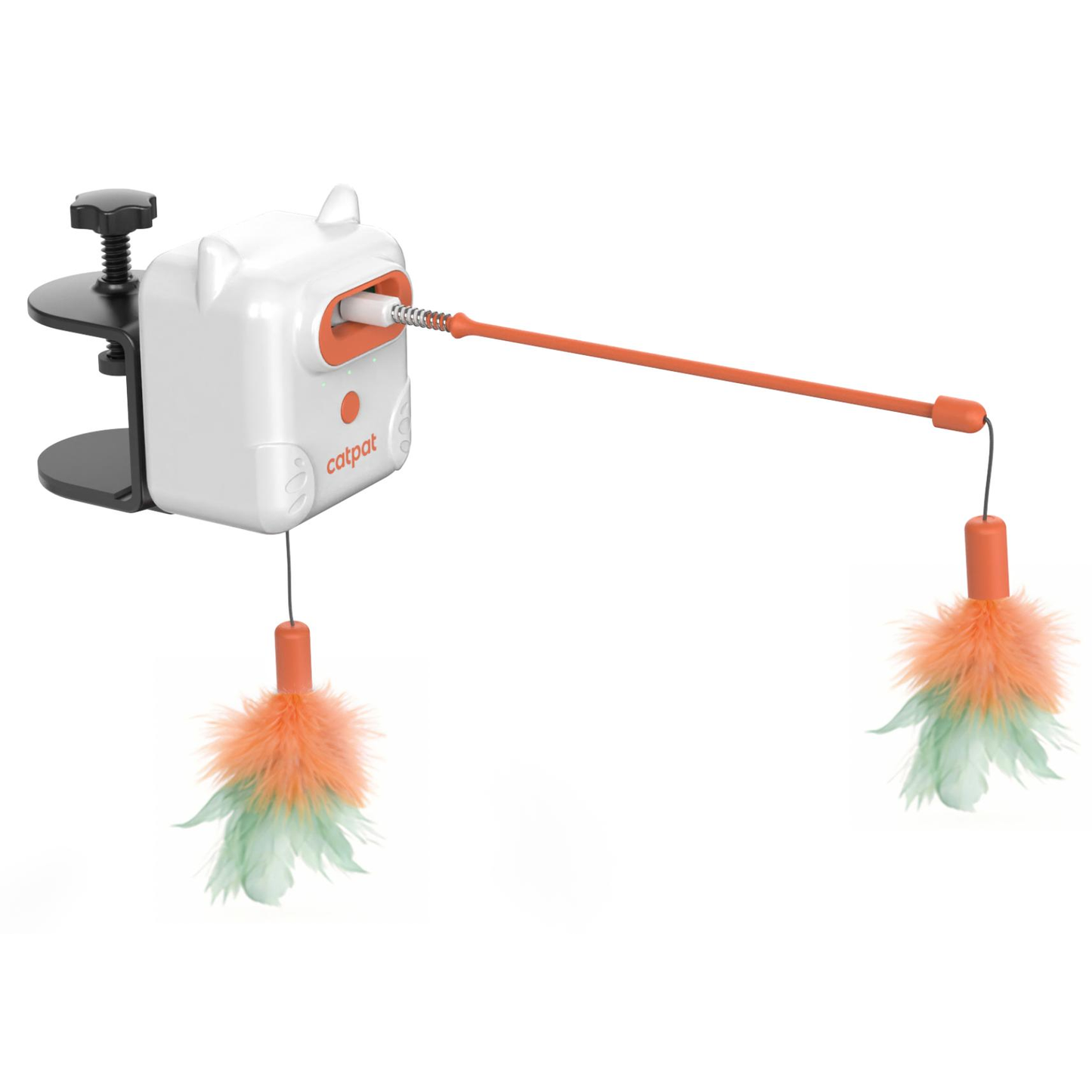 Interactive Cat Toys for Indoor Cats, Automatic Dual Feather Cat Toy with 3 Play Modes, Clip-On Cat Teaser with Retractable Catnip Bell Feather and Swinging Wand, Battery Powered Self Play Toy for Tables, Chairs and Cat Trees