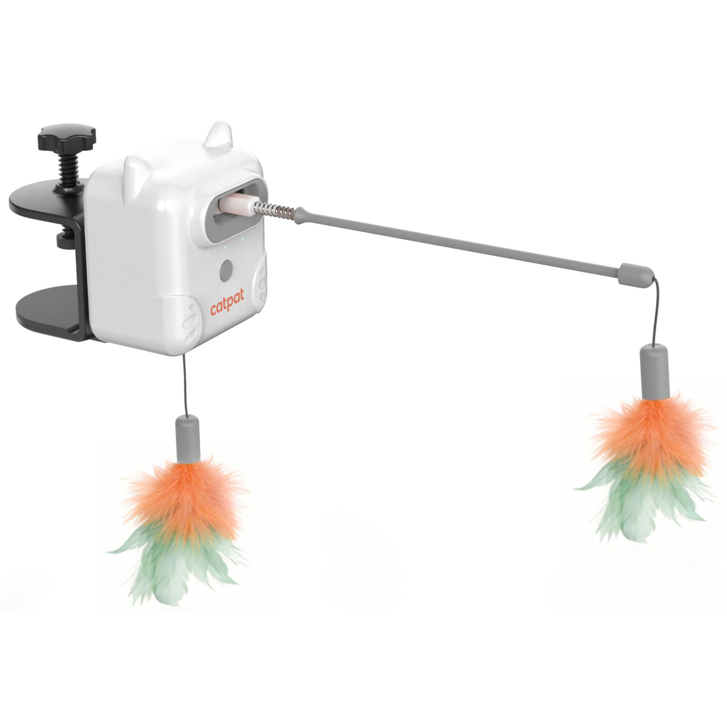 Interactive Cat Toys for Indoor Cats, Automatic Dual Feather Cat Toy with 3 Play Modes, Clip-On Cat Teaser with Retractable Catnip Bell Feather and Swinging Wand, Battery Powered Self Play Toy for Tables, Chairs and Cat Trees