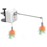 Interactive Cat Toys for Indoor Cats, Automatic Dual Feather Cat Toy with 3 Play Modes, Clip-On Cat Teaser with Retractable Catnip Bell Feather and Swinging Wand, Battery Powered Self Play Toy for Tables, Chairs and Cat Trees